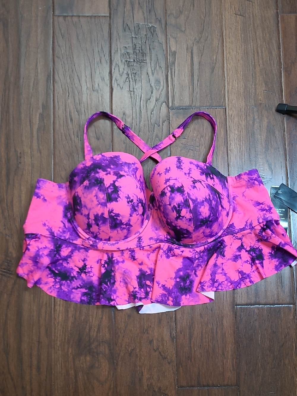 NWT Torrid Pink & Purple Tie-Dye Push-Up Underwire Bikini Flirt Flounce Top (4X)